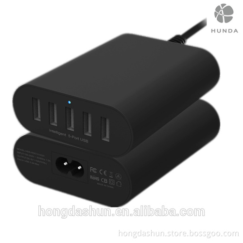 5 port multi usb mobile phone charger station ac power adapter for samsung galaxy s6/7/edge htc